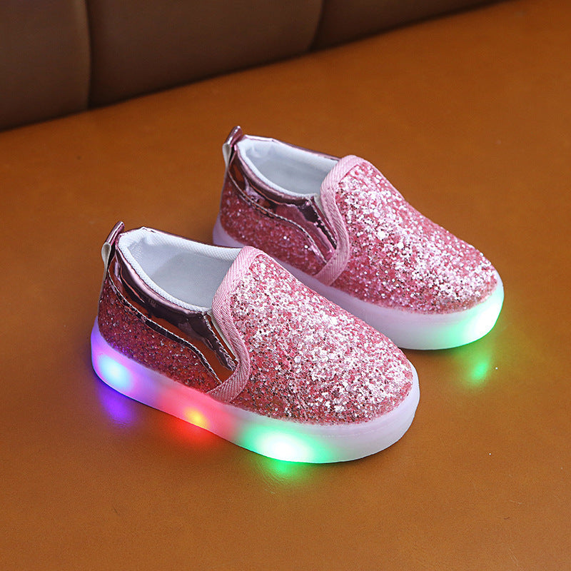 LED Sneakers för Barn – Ljusande Skor med Paljetter