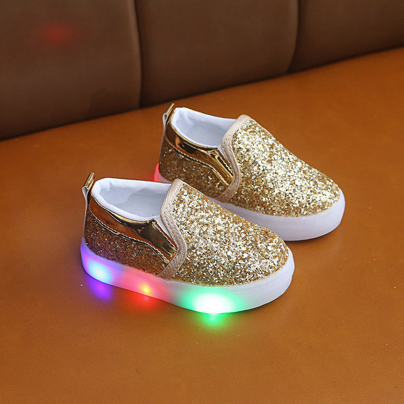 LED Sneakers för Barn – Ljusande Skor med Paljetter