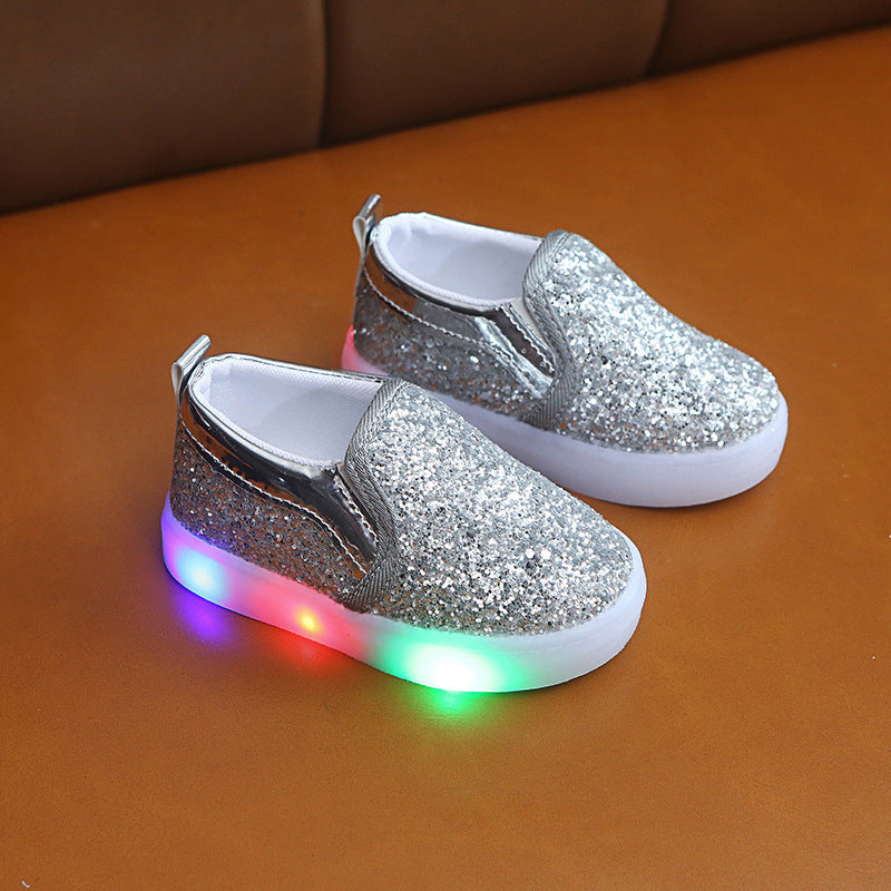 LED Sneakers för Barn – Ljusande Skor med Paljetter